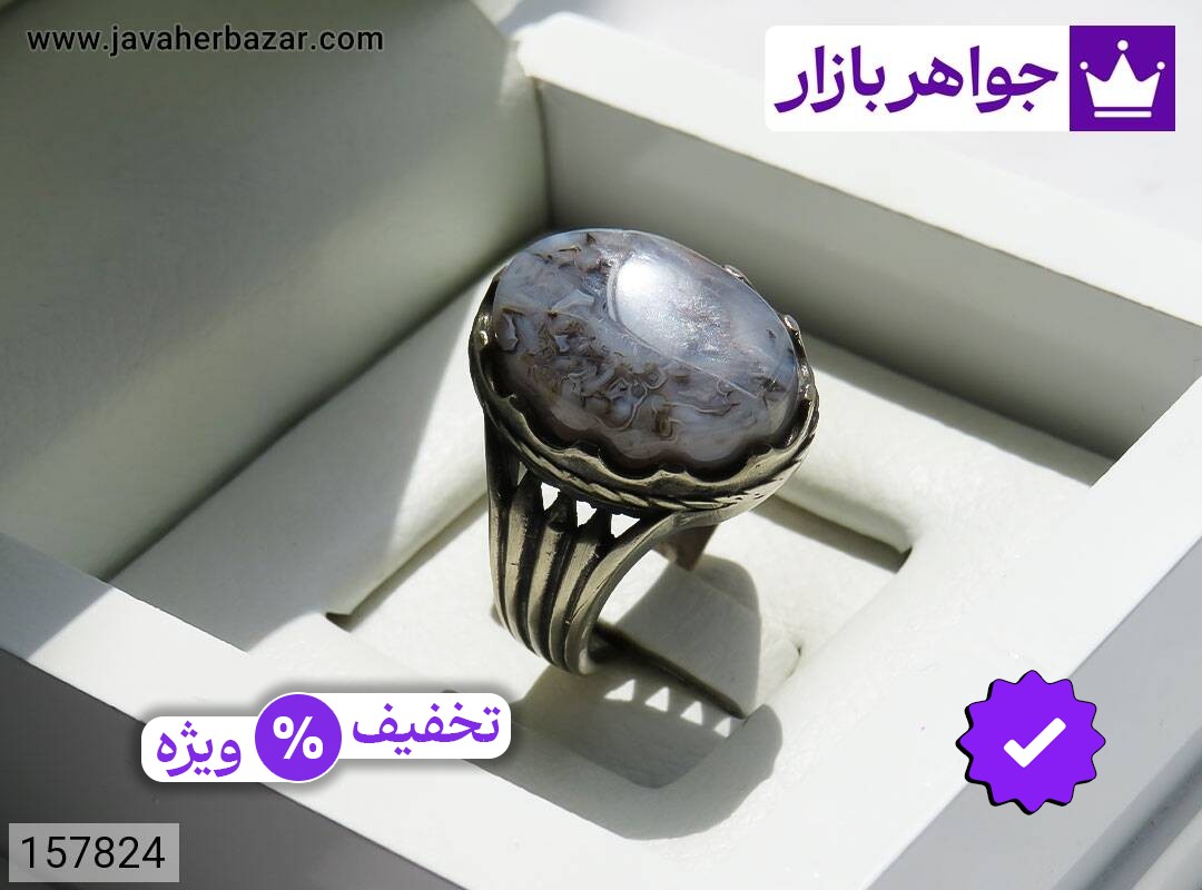 انگشتر نقره روس عقیق شجر مردانه [غیرنقره]